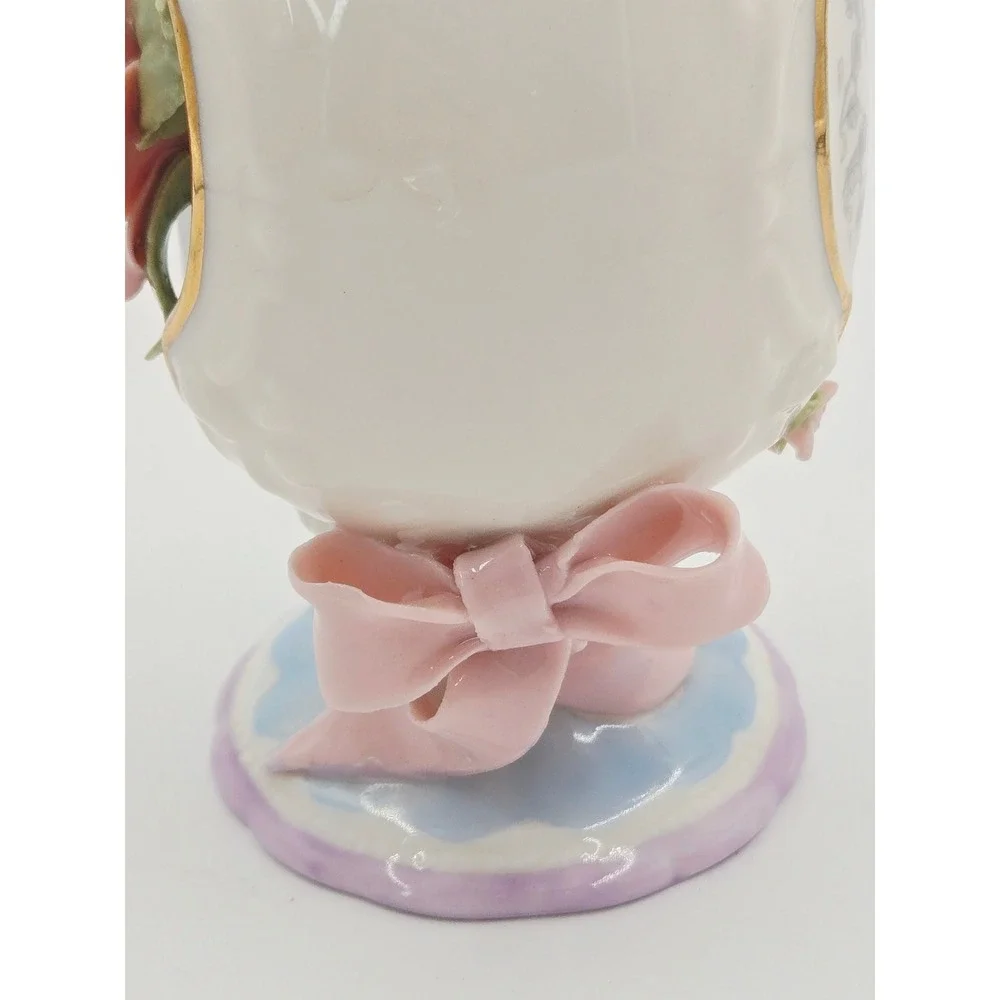 Enesco Precious Moments Sweetheart Porcelain Egg Figurine 3D Rose Gold Trim